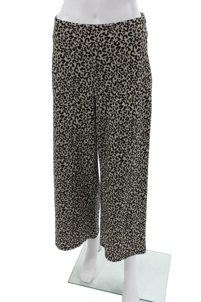 Zara Womens Black Animal Print Polyester Zip Pants Size L