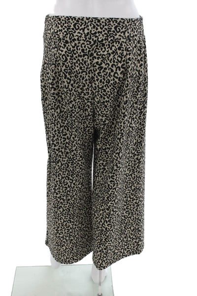 Zara Womens Black Animal Print Polyester Zip Pants Size L