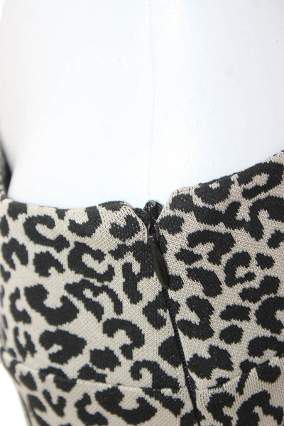 Zara Womens Black Animal Print Polyester Zip Pants Size L