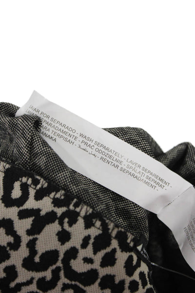 Zara Womens Black Animal Print Polyester Zip Pants Size L