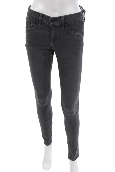 Rag & Bone Womens Skinny Jeans Gray Button Cotton Blend Size 26