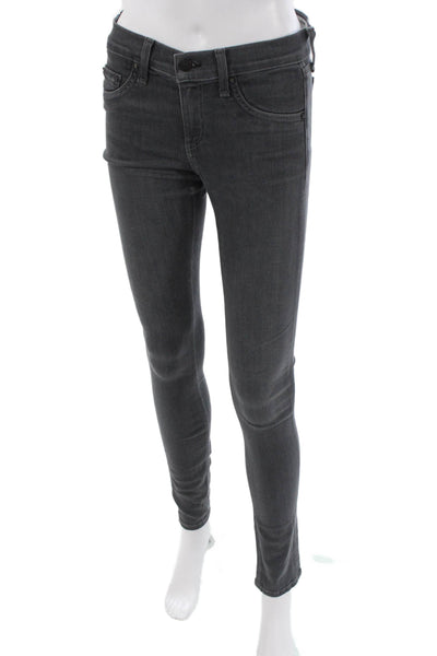Rag & Bone Womens Skinny Jeans Gray Button Cotton Blend Size 26