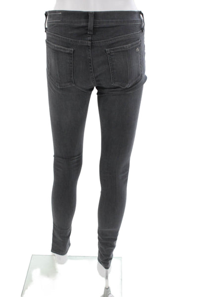 Rag & Bone Womens Skinny Jeans Gray Button Cotton Blend Size 26