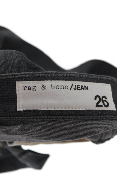 Rag & Bone Womens Skinny Jeans Gray Button Cotton Blend Size 26