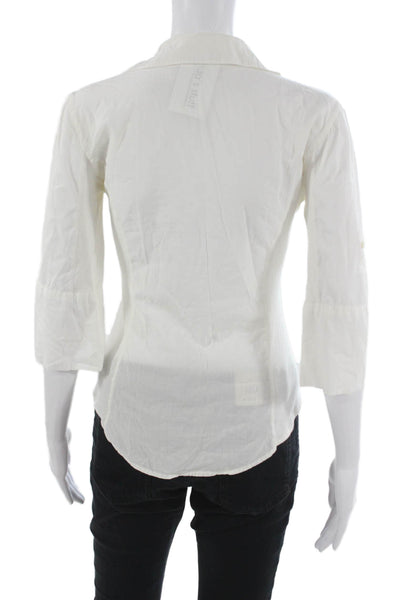 Standard James Perse Womens White Collared Cotton Button-Up 3/4 Sleeve Size 1
