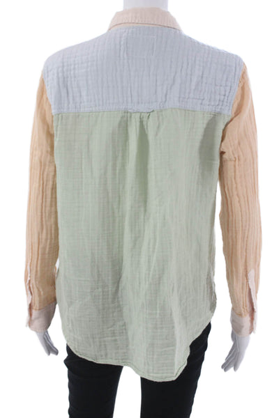 Rails Womens Colorblock Collared Button-Up Long Sleeve Multicolor Size S Petite