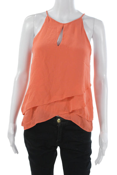 Parker Womens Silk Halter Sleeveless Basic Tank Orange Size S
