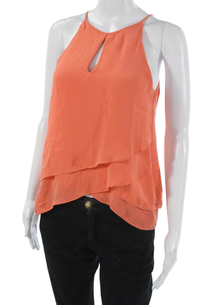 Parker Womens Silk Halter Sleeveless Basic Tank Orange Size S