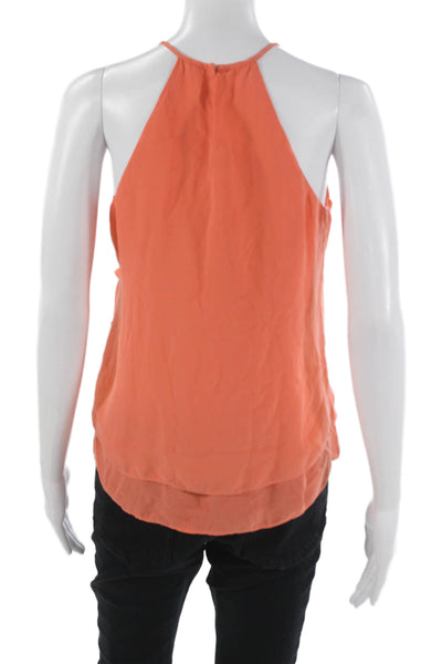 Parker Womens Silk Halter Sleeveless Basic Tank Orange Size S