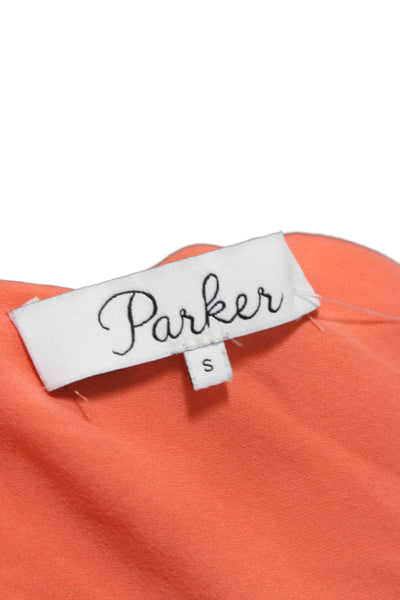 Parker Womens Silk Halter Sleeveless Basic Tank Orange Size S