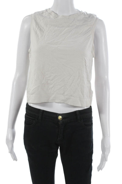 Varley Womens Cropped Tank White Polyester Round Neck Sleeveless Size S