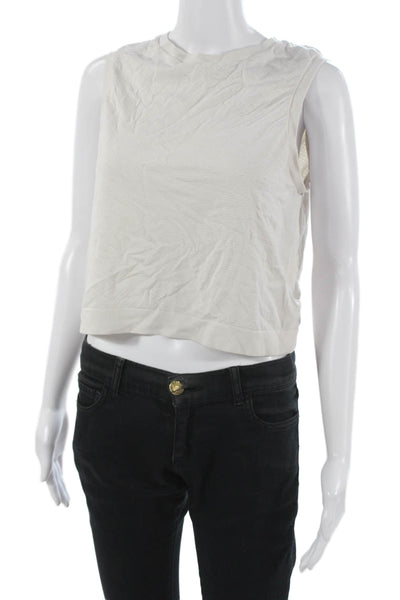 Varley Womens Cropped Tank White Polyester Round Neck Sleeveless Size S