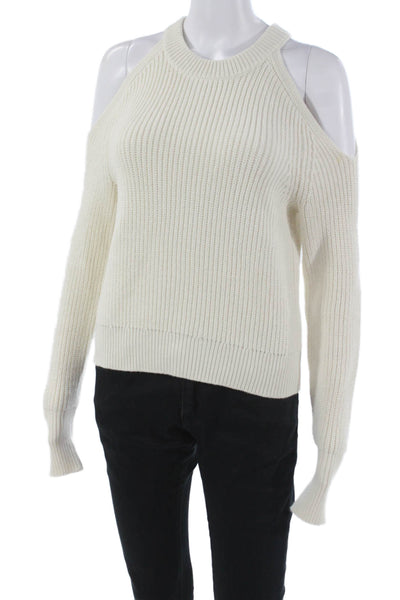 Intermix Womens Pullover Sweater Ivory Cotton Long Sleeve Round Neck Size PP