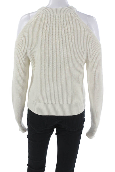 Intermix Womens Pullover Sweater Ivory Cotton Long Sleeve Round Neck Size PP