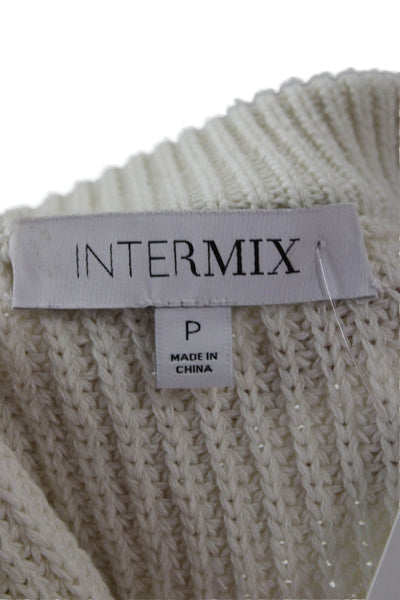 Intermix Womens Pullover Sweater Ivory Cotton Long Sleeve Round Neck Size PP