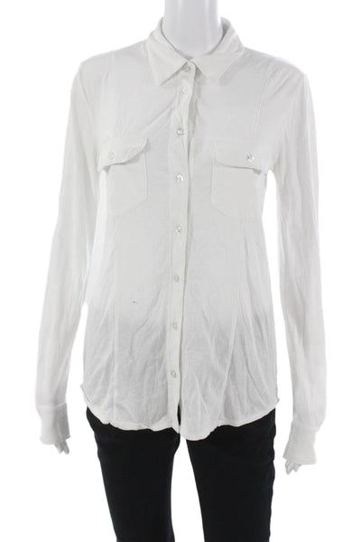 Equipment Femme Womens White Cotton Collared Button-Up Top Size S