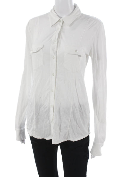 Equipment Femme Womens White Cotton Collared Button-Up Top Size S