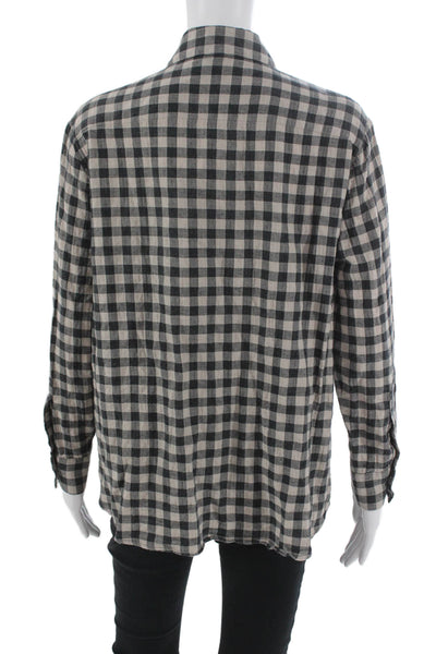 Hatch Womens Black Cotton Check Collared Button Up Maternity Long Sleeve Size 0