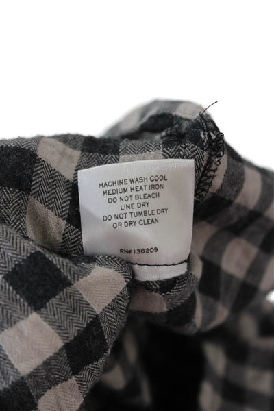 Hatch Womens Black Cotton Check Collared Button Up Maternity Long Sleeve Size 0