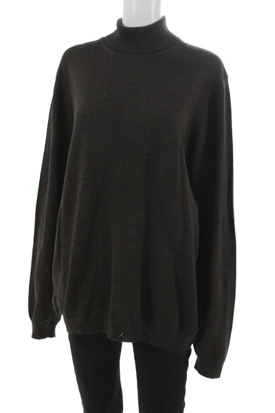 Brooks Mens Turtleneck Merino Wool Pullover Sweater Brown Long Sleeve Size XL