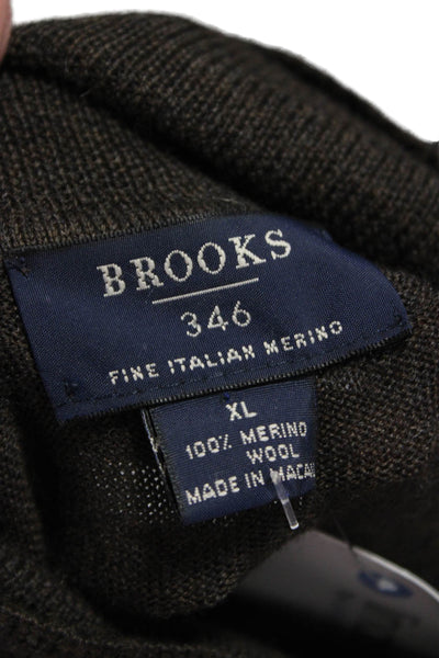 Brooks Mens Turtleneck Merino Wool Pullover Sweater Brown Long Sleeve Size XL