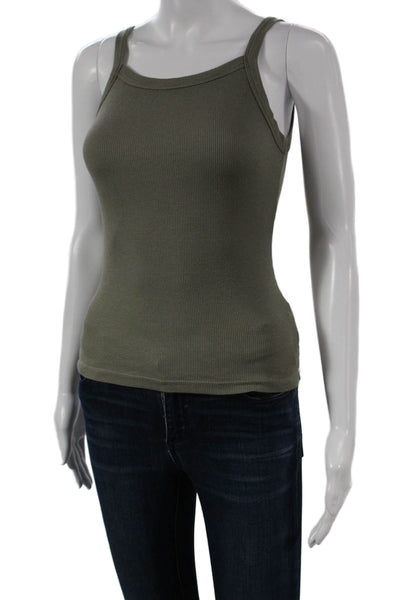 Cotton Citizen Womens Basic Green Scoop Neck Sleeveless Tank Size XS