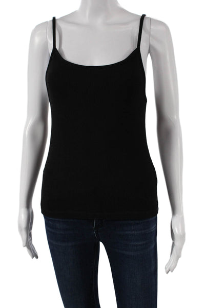 Donni Women Black Cotton Scoop Neck Sleeveless Tank Top Solid Size L