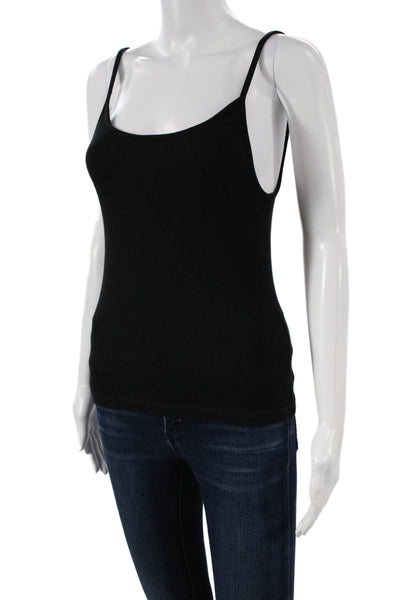 Donni Women Black Cotton Scoop Neck Sleeveless Tank Top Solid Size L
