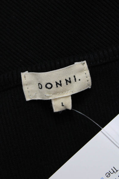 Donni Women Black Cotton Scoop Neck Sleeveless Tank Top Solid Size L