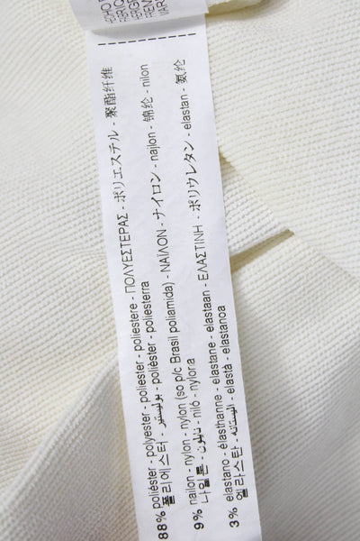 Zara Women Basic Collared Ivory Button-Up Top Long Sleeve Size S