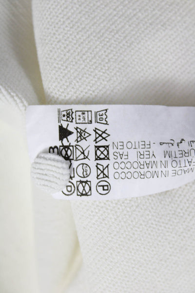 Zara Women Basic Collared Ivory Button-Up Top Long Sleeve Size S