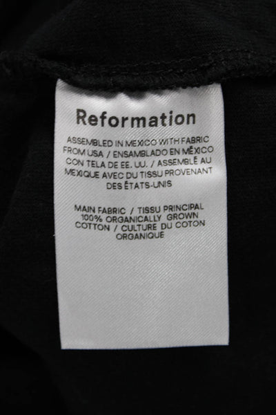 Reformation Women Cropped T Shirt Black Cotton Crew Neck Short Sleeve Size S