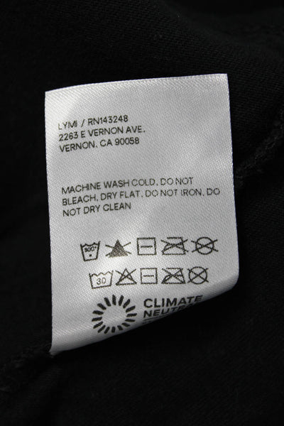 Reformation Women Cropped T Shirt Black Cotton Crew Neck Short Sleeve Size S