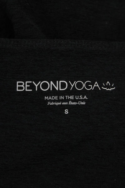 Beyond Yoga Women Cropped T-Shirt Black Scoop Neck Short Sleeve Size S