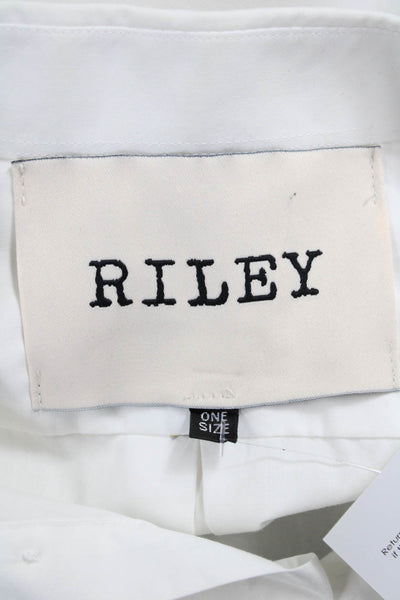 Riley Women White Cropped Button-Up Collared Long Sleeve Cotton Top Size One