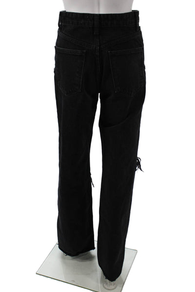 Zara Womens Straight Jeans Black High Rise 30 Inseam Cotton Size 4