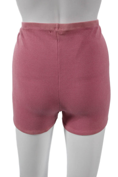 Donni Women Hot Pants Pink Cotton Striped Shorts Size L