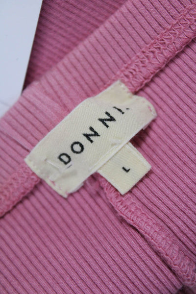 Donni Women Hot Pants Pink Cotton Striped Shorts Size L