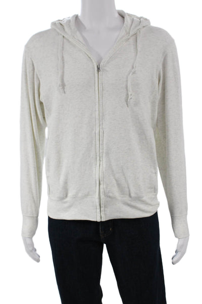 Uniqlo Mens Full Zip Hoodie Gray Cotton Blend Long Sleeve Round Neck Size M