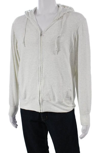Uniqlo Mens Full Zip Hoodie Gray Cotton Blend Long Sleeve Round Neck Size M