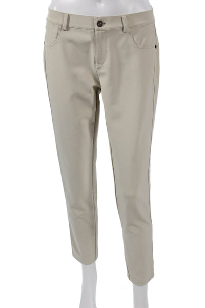 Lafayette 148 New York Womens Ankle Pants Beige Button Closure Size 4