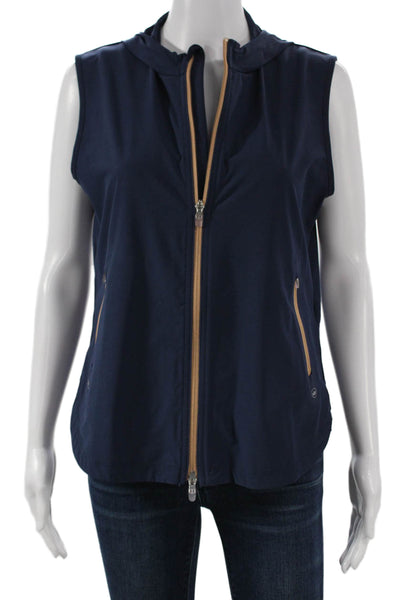 Peter Millar Womens Blue Sleeveless Zip Vest Polyester Spandex Size S