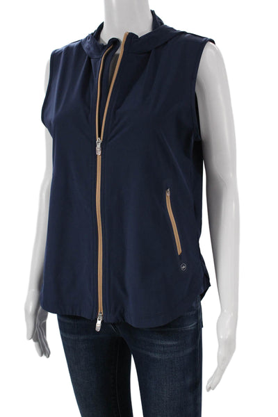 Peter Millar Womens Blue Sleeveless Zip Vest Polyester Spandex Size S