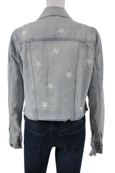Pistola Womens Basic Jacket Blue Cotton Geometric Button Long Sleeve Size M