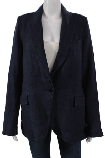 Sundance Womens Linen Blue Long Sleeve Jacket Solid Size S