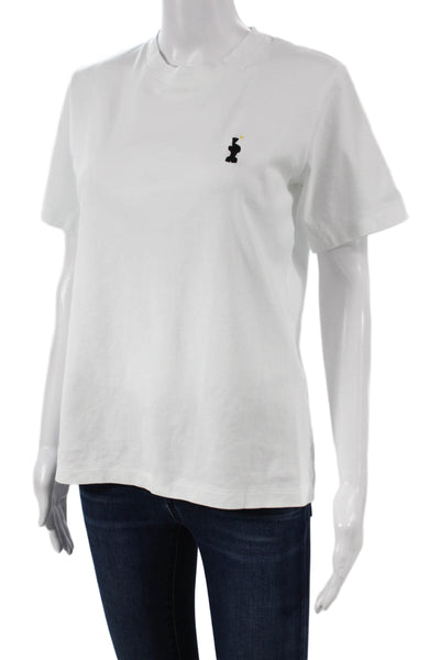MM. La Fleur Womens Pima Cotton Crew Neck Short Sleeve T-Shirt White Size M