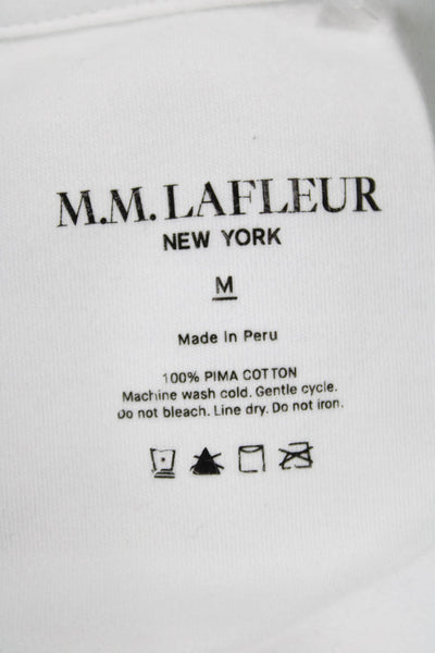 MM. La Fleur Womens Pima Cotton Crew Neck Short Sleeve T-Shirt White Size M