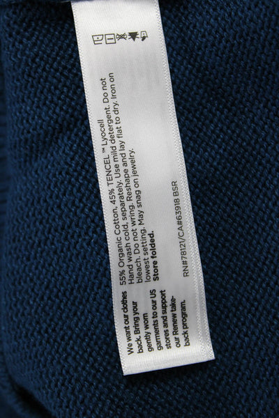 Eileen Fisher Women Blue Organic Cotton V Neck Sweater Size S