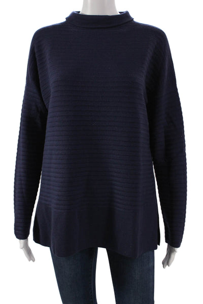 Lafayette 148 New York Plus Womens Striped Wool Mockneck Tunic Blue Size M