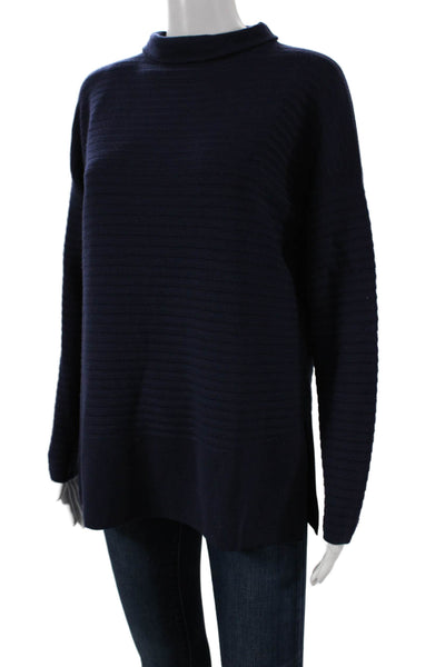Lafayette 148 New York Plus Womens Striped Wool Mockneck Tunic Blue Size M